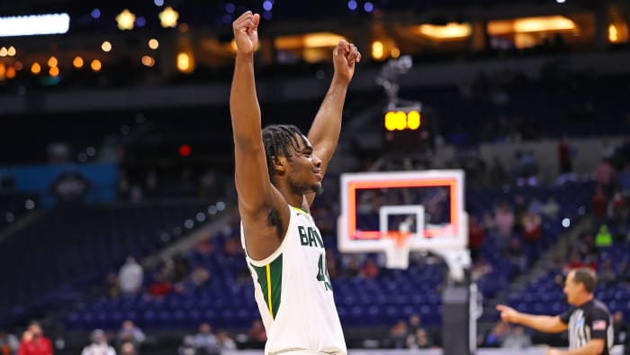 Baylor's Davion Mitchell rejoices at the buzzer